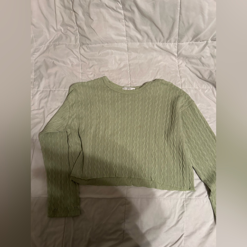 Green Cable Knit Women's Top